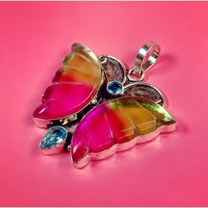 Sunset Glass Butterfly Statement Pendant